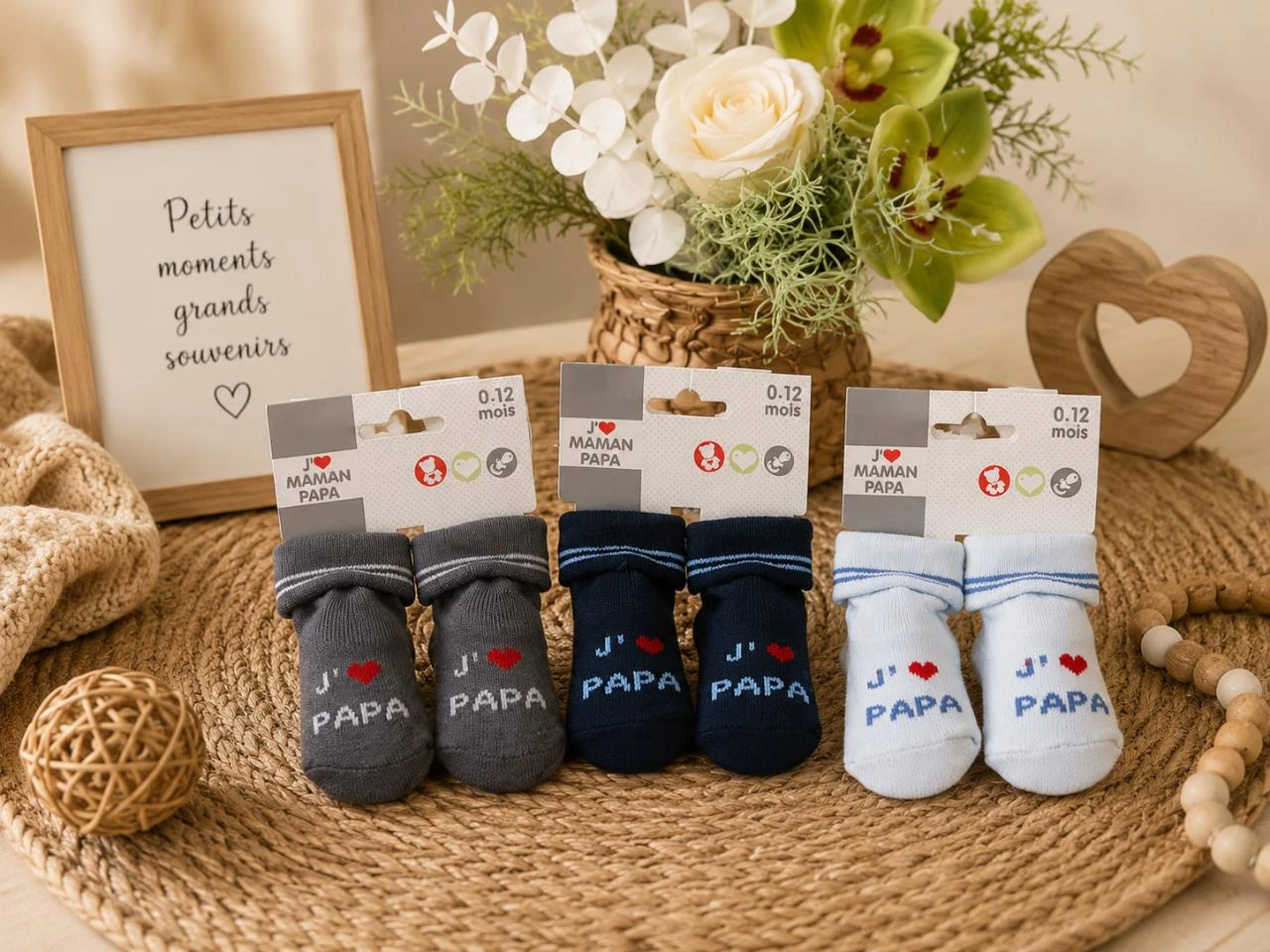 Lot van 4 nieuwe babysokken j’maman papa – photo 3